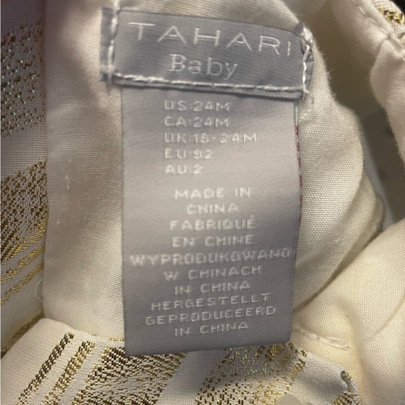 Tahari Baby Gold Metallic Tunic & Legging Set Size 24 Month.Pearl Button Back - Picture 6 of 6